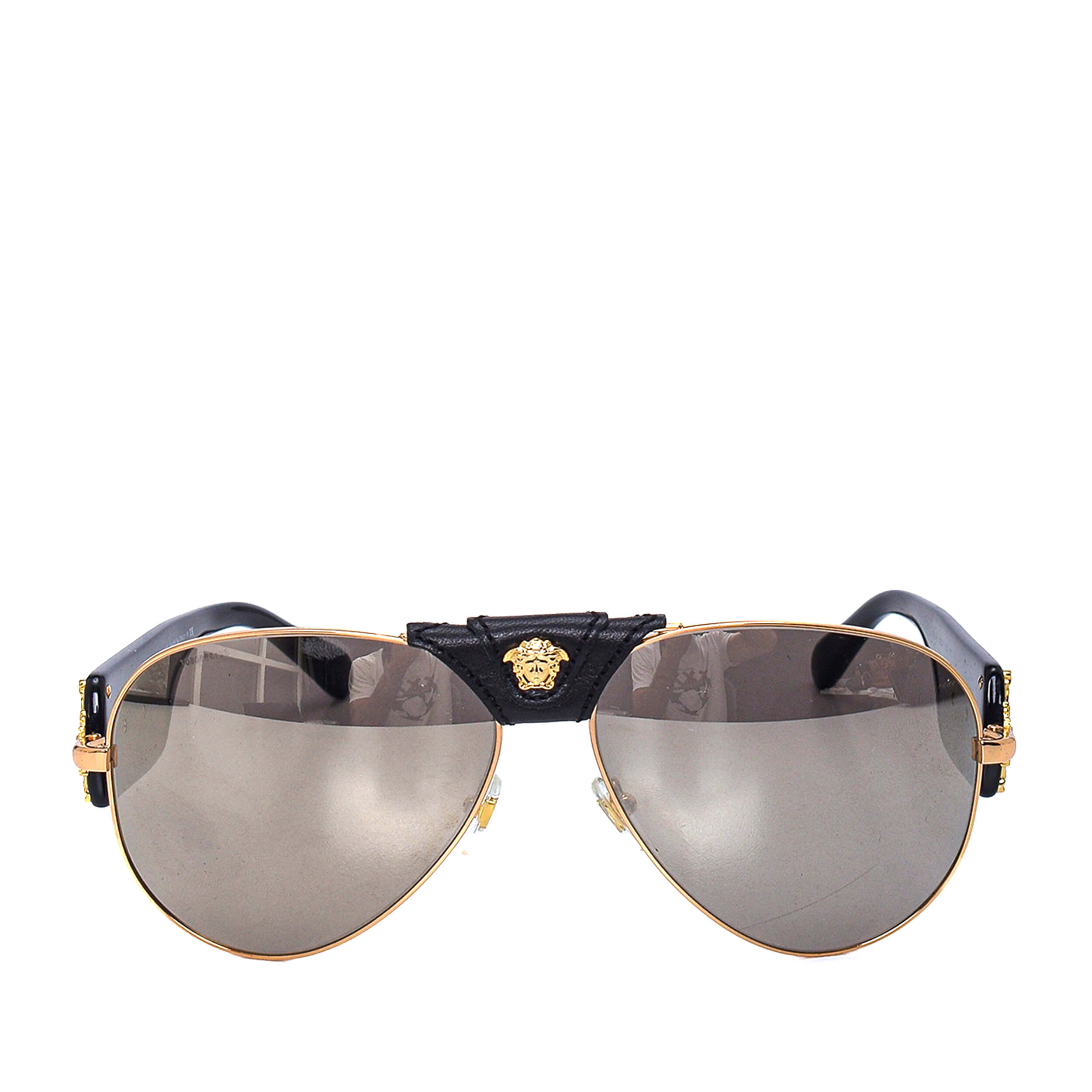 Versace - Black Acetate&Gold Stud Sunglasses